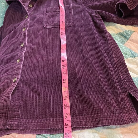 Vintage L.L. Bean Corduroy Shirt Womens XL Purple Barn Chore Button Up Plum Fall - Picture 5 of 8